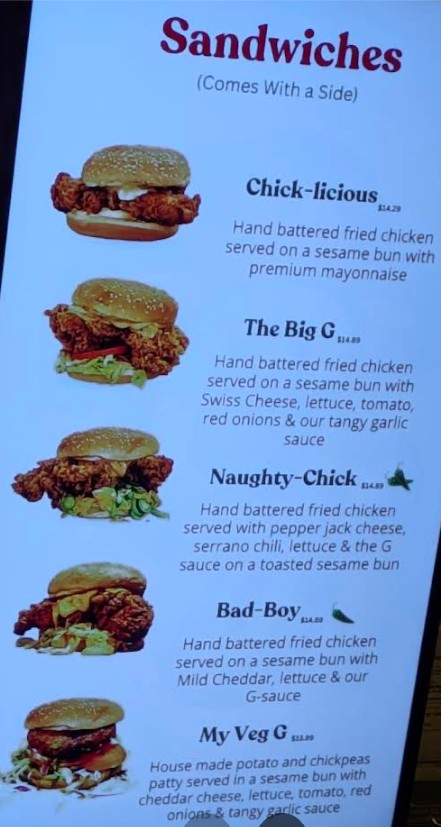 Chicken G’s Restaurant Menu | Best Fried Chicken & Fast Food in ...