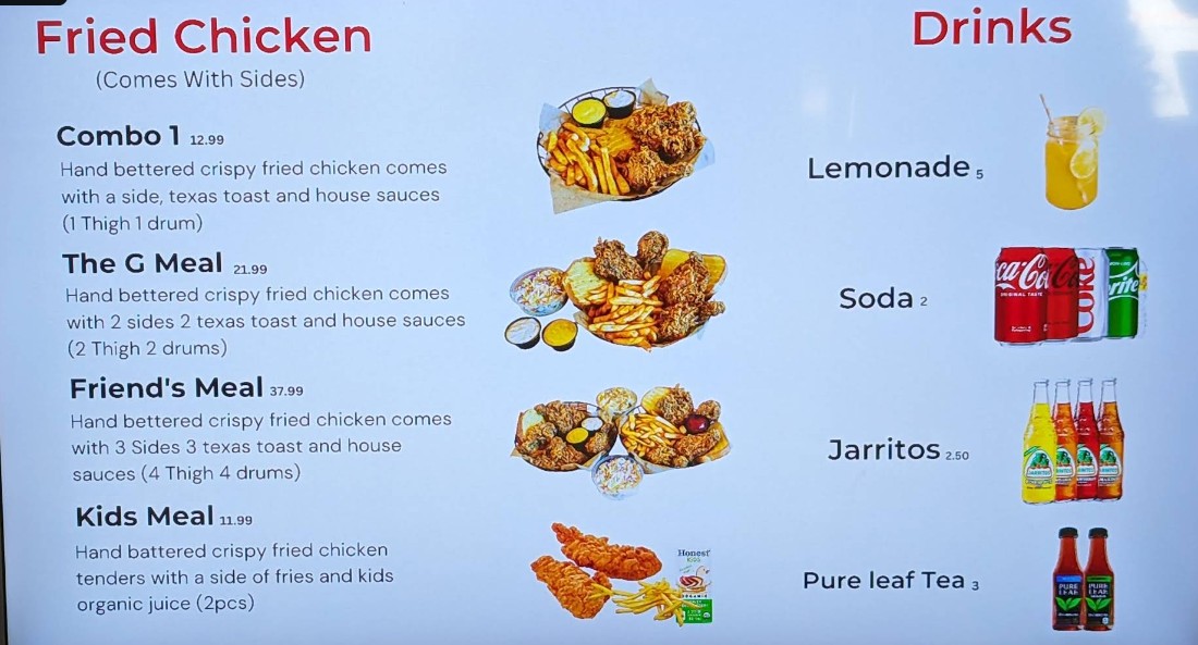 Chicken G’s Restaurant Menu | Best Fried Chicken & Fast Food in ...